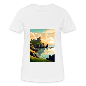 Dunluce Castle Irlande Vintage Travel Poster WPA - T-shirt respirant Femme - blanc - Devant - AI Model Female 172 dark (172cm)