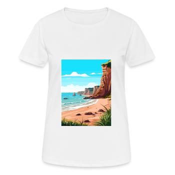 Torquay Cliffs England Vintage Travel Poster WPA - Women's Breathable T-Shirt - white - Front - AI Model Female 172 dark (172cm)