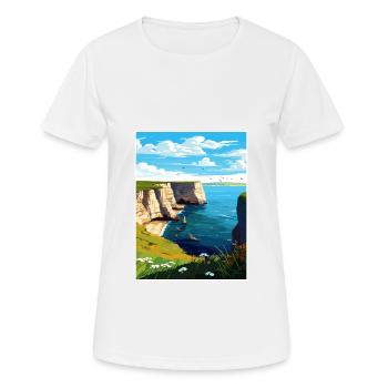 Bempton Cliffs Angleterre Vintage voyage affiche WPA - T-shirt respirant Femme - blanc - Devant - AI Model Female 172 dark (172cm)