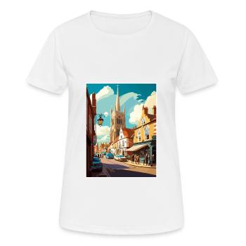 Burnham Market Angleterre Vintage voyage affiche WPA - T-shirt respirant Femme - blanc - Devant - AI Model Female 172 dark (172cm)