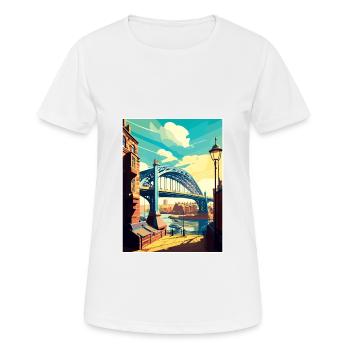 Newcastle England Vintage Reiseposter Souvenir - Frauen T-Shirt atmungsaktiv - Weiß - Vorne - AI Model Female 172 dark (172cm)