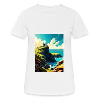 Tintagel Castle England Vintage Travel Poster WPA - Women's Breathable T-Shirt - white - Front - AI Model Female 172 dark (172cm)