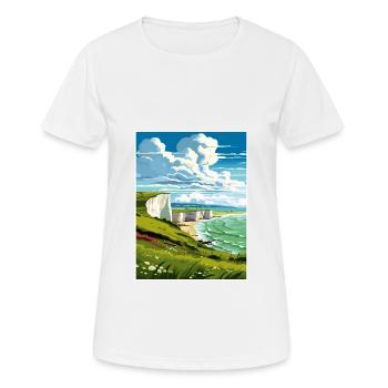 Sept sœurs Sussex Vintage voyage affiche WPA Art - T-shirt respirant Femme - blanc - Devant - AI Model Female 172 dark (172cm)