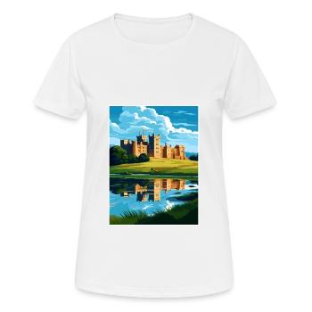 Leeds Castle England Vintage Travel Poster WPA Art - Women's Breathable T-Shirt - white - Front - AI Model Female 172 dark (172cm)