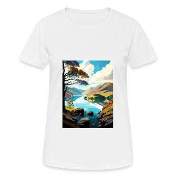 Ullswater Decoration Vintage Travel Poster WPA Art - Women's Breathable T-Shirt - white - Front - AI Model Female 172 dark (172cm)