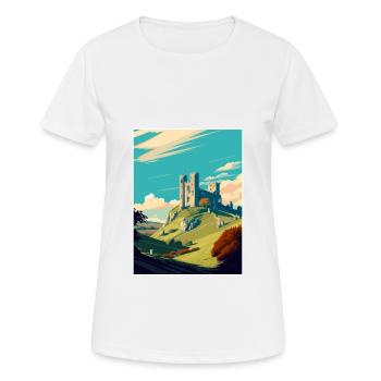 Corfe Castle Angleterre Vintage voyage affiche WPA Art - T-shirt respirant Femme - blanc - Devant - AI Model Female 172 dark (172cm)