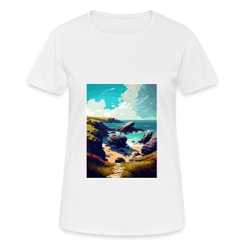 Lizard Point England Vintage Reiseposter WPA Kunst - Frauen T-Shirt atmungsaktiv - Weiß - Vorne - AI Model Female 172 dark (172cm)