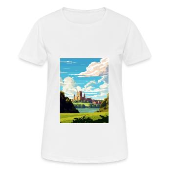 Cardiff Castle Wales Vintage Reiseposter WPA Kunst - Frauen T-Shirt atmungsaktiv - Weiß - Vorne - AI Model Female 172 dark (172cm)