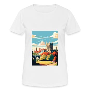 Cardiff Castle Wales Vintage Reiseposter WPA Kunst - Frauen T-Shirt atmungsaktiv - Weiß - Vorne - AI Model Female 172 dark (172cm)