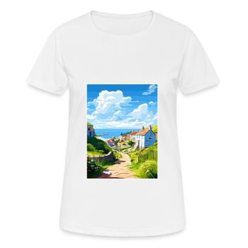 Porthoustock Cornouailles Vintage voyage affiche WPA - T-shirt respirant Femme - blanc - Devant - AI Model Female 172 dark (172cm)