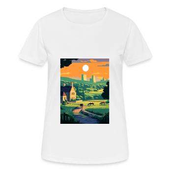 Cotswolds Angleterre Royaume-Uni Vintage voyage affiche WPA Art - T-shirt respirant Femme - blanc - Devant - AI Model Female 172 dark (172cm)
