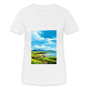 Île de Muck Ecosse Vintage voyage affiche WPA - T-shirt respirant Femme - blanc - Devant - AI Model Female 172 dark (172cm)