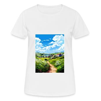 Porthoustock Cornouailles Vintage voyage affiche WPA - T-shirt respirant Femme - blanc - Devant - AI Model Female 172 dark (172cm)
