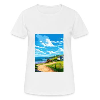 Polzeath Cornwall Vintage Reiseposter Souvenir - Frauen T-Shirt atmungsaktiv - Weiß - Vorne - AI Model Female 172 dark (172cm)
