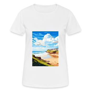 Polzeath Cornwall Vintage Reiseposter Souvenir - Frauen T-Shirt atmungsaktiv - Weiß - Vorne - AI Model Female 172 dark (172cm)