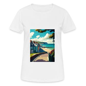 Lyme Regis England Vintage Travel Poster Souvenir - Women's Breathable T-Shirt - white - Front - AI Model Female 172 dark (172cm)