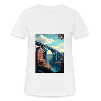 Ironbridge England Vintage Reiseposter Souvenir - Frauen T-Shirt atmungsaktiv - Weiß - Vorne - AI Model Female 172 dark (172cm)