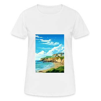 Portreath Cornwall Vintage Reiseposter Souvenir - Frauen T-Shirt atmungsaktiv - Weiß - Vorne - AI Model Female 172 dark (172cm)