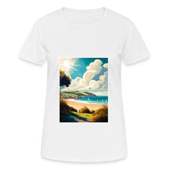 Woolacombe Angleterre Affiche de voyage vintage souvenir - T-shirt respirant Femme - blanc - Devant - AI Model Female 172 dark (172cm)