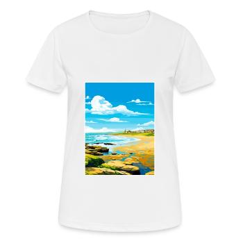 Porthcawl Cornwall Vintage Travel Poster Souvenir - Women's Breathable T-Shirt - white - Front - AI Model Female 172 dark (172cm)