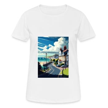 Lyme Regis England Vintage Travel Poster Souvenir - Women's Breathable T-Shirt - white - Front - AI Model Female 172 dark (172cm)