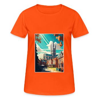 Winchester England Vintage Reiseposter Souvenir - Frauen T-Shirt atmungsaktiv - Neonorange - Vorne - AI Model Female 172 dark (172cm)