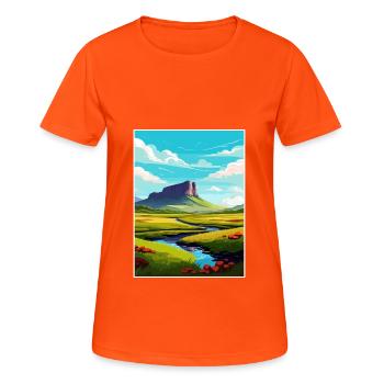 Ben Bulben Irland Vintage Reiseposter Souvenir - Frauen T-Shirt atmungsaktiv - Neonorange - Vorne - AI Model Female 172 dark (172cm)