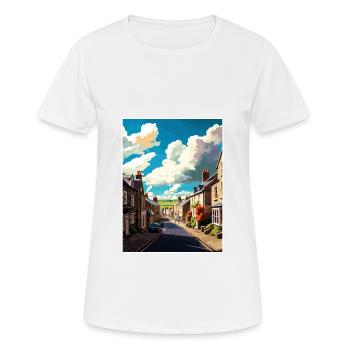 Grassington England Vintage Reiseposter Souvenir - Frauen T-Shirt atmungsaktiv - Weiß - Vorne - AI Model Female 172 dark (172cm)