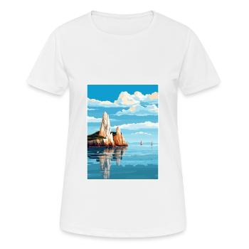The Needles England Vintage Reiseposter Souvenir - Frauen T-Shirt atmungsaktiv - Weiß - Vorne - AI Model Female 172 dark (172cm)