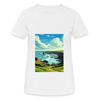 Hartland Quay Devon Vintage Travel Poster Souvenir - Women's Breathable T-Shirt - white - Front - AI Model Female 172 dark (172cm)