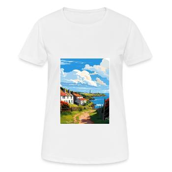 Ruan Minor Cornouailles Vintage voyage affiche Souvenir - T-shirt respirant Femme - blanc - Devant - AI Model Female 172 dark (172cm)