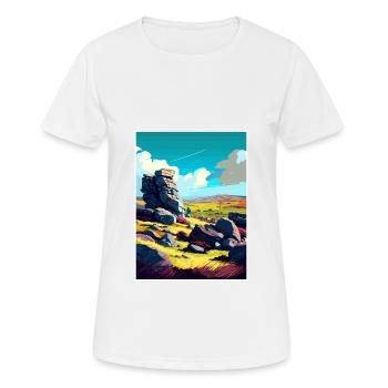 Bodmin Moor England Vintage Reiseposter Souvenir - Frauen T-Shirt atmungsaktiv - Weiß - Vorne - AI Model Female 172 dark (172cm)