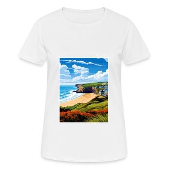 Porthtowan Cornouailles Vintage voyage affiche Souvenir - T-shirt respirant Femme - blanc - Devant - AI Model Female 172 dark (172cm)