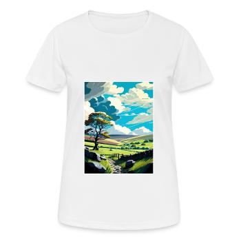 Wensleydale England Vintage Reiseposter Souvenir - Frauen T-Shirt atmungsaktiv - Weiß - Vorne - AI Model Female 172 dark (172cm)