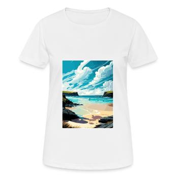 Perranporth England Vintage Reiseposter Souvenir - Frauen T-Shirt atmungsaktiv - Weiß - Vorne - AI Model Female 172 dark (172cm)