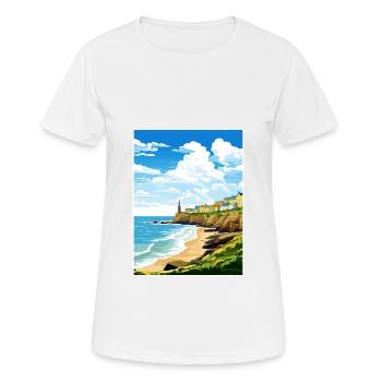Porthleven Cornwall Vintage Travel Poster Souvenir - Women's Breathable T-Shirt - white - Front - AI Model Female 172 dark (172cm)