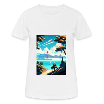 San Francisco Bay Area California Travel Poster - Women's Breathable T-Shirt - white - Front - AI Model Female 172 dark (172cm)