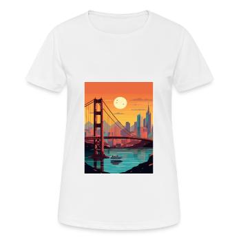 San Francisco Golden Gate Kalifornien Reiseposter - Frauen T-Shirt atmungsaktiv - Weiß - Vorne - AI Model Female 172 dark (172cm)