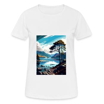 Derwentwater Vintage Travel Poster WPA Souvenir - Women's Breathable T-Shirt - white - Front - AI Model Female 172 dark (172cm)