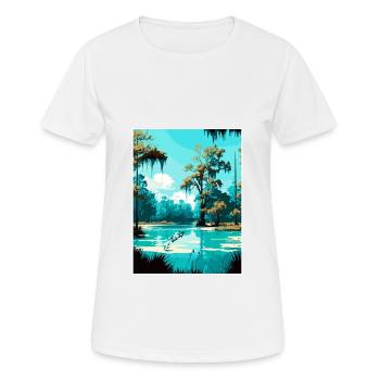 De Leon Springs State Park Florida Travel Poster - Women's Breathable T-Shirt - white - Front - AI Model Female 172 dark (172cm)