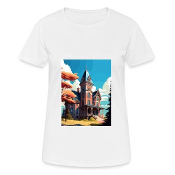 Olana State Historical Site New York Travel Poster - Women's Breathable T-Shirt - white - Front - AI Model Female 172 dark (172cm)