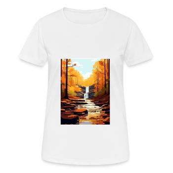 Souvenir du parc d’État de Ricketts Glen en Pennsylvanie - T-shirt respirant Femme - blanc - Devant - AI Model Female 172 dark (172cm)