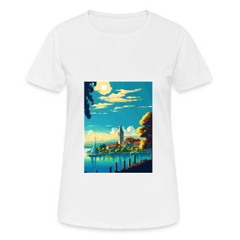 Lake Constance Vintage Travel Poster WPA Souvenir - Women's Breathable T-Shirt - white - Front - AI Model Female 172 dark (172cm)
