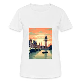 London England Vintage Travel Poster WPA Souvenir - Women's Breathable T-Shirt - white - Front - AI Model Female 172 dark (172cm)