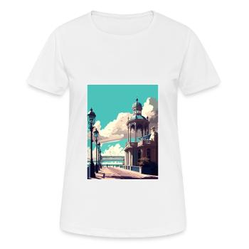 Brighton England Vintage Reiseposter Souvenir - Frauen T-Shirt atmungsaktiv - Weiß - Vorne - AI Model Female 172 dark (172cm)
