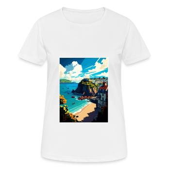 Torquay England Vintage Travel Poster WPA Souvenir - Women's Breathable T-Shirt - white - Front - AI Model Female 172 dark (172cm)