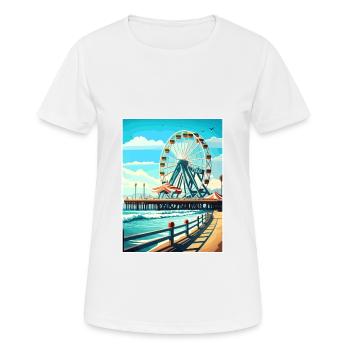 Santa Monica Kalifornien Vintage Reiseposter WPA - Frauen T-Shirt atmungsaktiv - Weiß - Vorne - AI Model Female 172 dark (172cm)