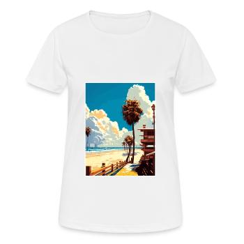 Santa Monica Kalifornien Vintage Reiseposter WPA - Frauen T-Shirt atmungsaktiv - Weiß - Vorne - AI Model Female 172 dark (172cm)
