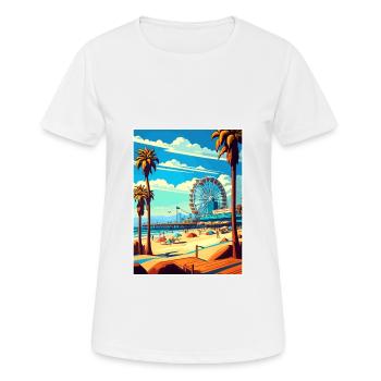 Santa Monica Kalifornien Vintage Reiseposter WPA - Frauen T-Shirt atmungsaktiv - Weiß - Vorne - AI Model Female 172 dark (172cm)
