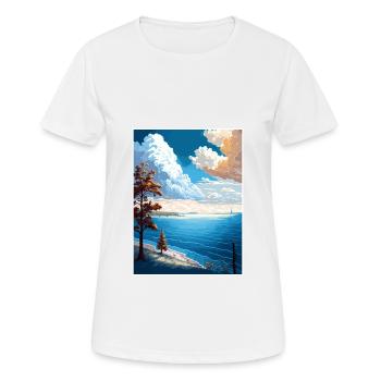 Lake Erie New York State Vintage Travel Poster WPA - Women's Breathable T-Shirt - white - Front - AI Model Female 172 dark (172cm)